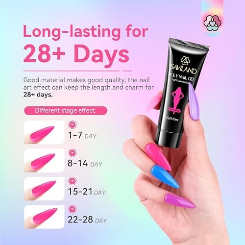 SAVILAND Poly Gel Nail Colors - 20 Colors Nail Extension Gel Kit Bright Rainbow Pink Purple Blue Color Collection Poly Gel Nail Kit for Daily Nail Art DIY Nail Salon Gift for Girls thumbnail 6