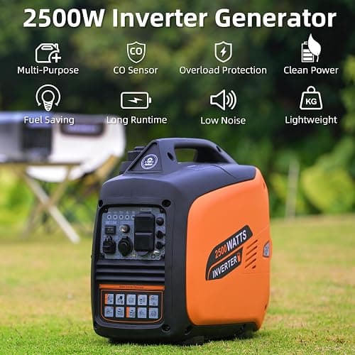 Oxseryn Portable Inverter Generator 2500W Gas Powered, Long Runtime Gas Generators for Home Use, Camping, Super Quiet Emergency Home Backup, with CO Sensor, EPA Compliant thumbnail 3