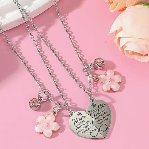 Artlunar Mother Daughter Necklace - Heart Matching Necklace Keychain for Mom Women Mother Day Gift from Daughter thumbnail 2