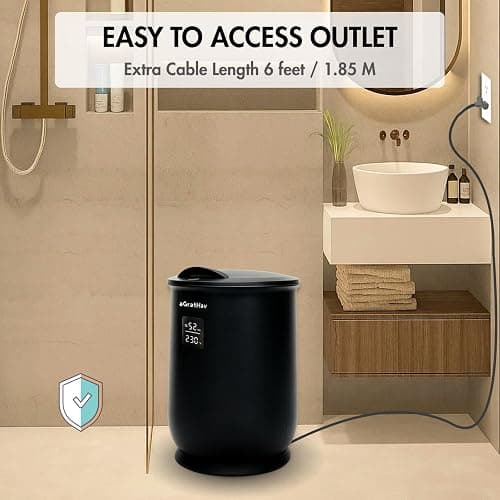 aGratHav Towel Warmers Ultra Large Capacity Bucket Style 450W for Bathroom ETL FCC Certified Fits up to Two 40"x70" Towels, Blankets, Bathrobes with Auto Shut Off (Black) thumbnail 9