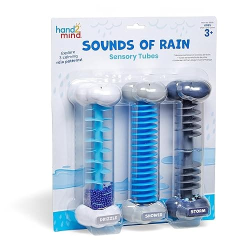 hand2mind Calming Sensory Tubes, Rain Sound Fidget Tubes, Rain Stick Instrument, Toddler Sensory Toys, Calm Down Corner Supplies, Science Classroom Weather Toys, Play Therapy Activities - Image 1