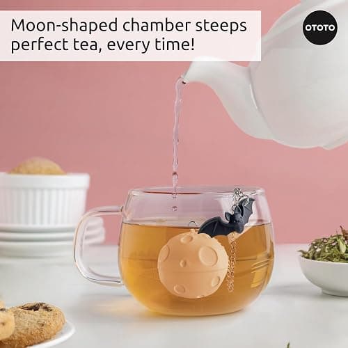 Cute Tea Strainers - Loose Leaf Tea Steeper, Tea Infuser for Loose Leaf Tea, Tea Diffusers, Tea Accessories, Mushroom Gifts, Cute Kitchen Accessories, White Elephant Gifts, (Moonlit, Spooky, Gothic) thumbnail 4