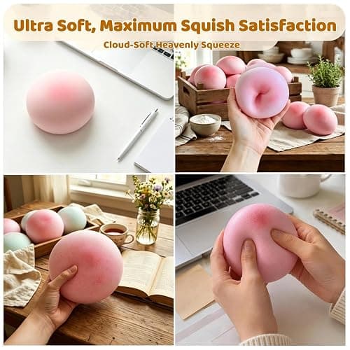 Tim Chess Pink Cheese Slow Rising Squishy, Sticky Bread Squishy Stress Ball | Foam Bread Butter Squishy Round for Adult Stress Relief Desk Decor thumbnail 5