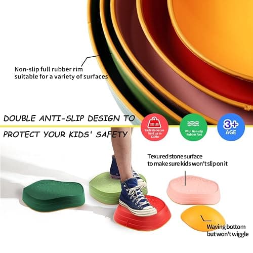 makarci Balance Stepping Stones for Kids, Non-Slip Toddlers Sensory Toys Outdoor or Indoor Play, Promoting Motor Skills and Confidence, Obstacle Course Coordination Toys for Children Age 3 4 5 6 7+ thumbnail 2