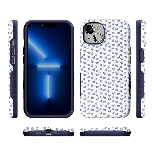 Casely iPhone 13 Case | Lovebug | Blue Hearts | Bold Protective Design | Compatible with MagSafe thumbnail 9