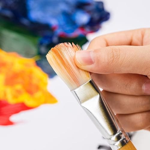 Amazon Basics Multi-shaped Polyester Paint Brushes for Acrylic, Oil, Watercolor, Gouache, Fine Detailing, Face Painting, 24 Count Different Sizes, Wood Color thumbnail 5