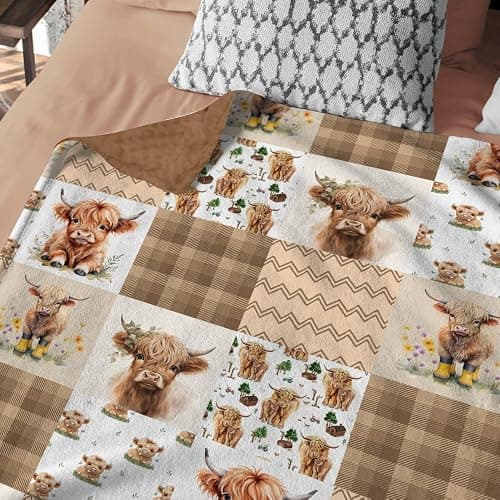 Highland Cow Baby Blanket, Western Minky Blankets for Boys Girls, Nursery Room Decor, Soft Warm Lightweight Nursery Bed Blanket for Newborn Toddlers Son Daughter thumbnail 2