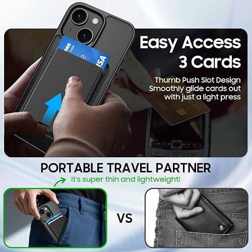 Ntwinro Magnetic for iPhone 12 mini & 13 mini Case (Compatible with MagSafe) with Detachable Wallet & Card Holder for 3 Cards [RFID Blocking] Military Grade Protective Slim Phone Cover, Black thumbnail 6