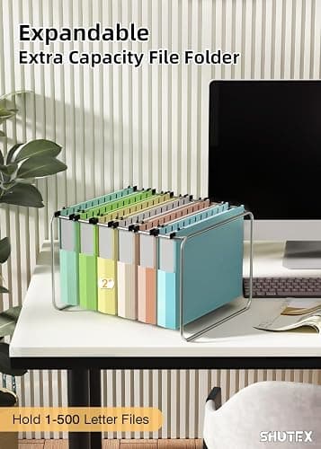 Extra Capacity Plastic Hanging File Folders,12 Pack Reinforced Hang Folder,Heavy Duty 2 Inch Expansion,Filing Cabinet Folders Letter Size for Bulk Files/Medical Charts (Morandi Colors) thumbnail 4
