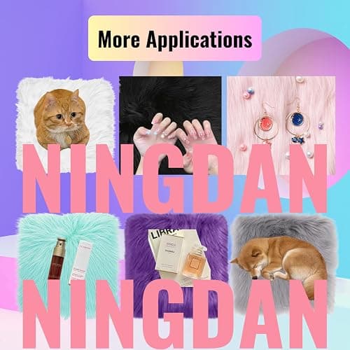 NINGDAN 12inch Square Small Faux Fur Sheepskin Cushion Soft Plush Area Rug,Photo Background for Small Product Desktop Photography,Display and Decor,Jewelry,Nail Art,Locker Accessories (White) thumbnail 7