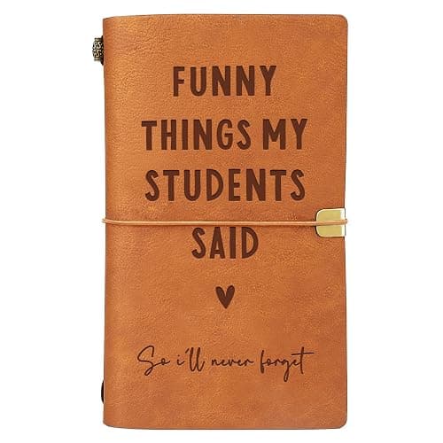 Afterprints Teacher Gifts –“Funny Things My Students Said” Leather Notebook | Cute Teacher Appreciation Gifts for Women Men, Teachers Birthday Presents, Engraved Refillable Journal - Image 1
