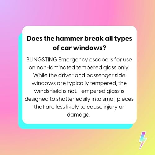 BLINGSTING Safety Hammer - Emergency Automotive Escape Tool with Window Breaker, Seat Belt Cutter & Adjustable Car Visor Strap - Tempered Glass Breaker - Steel Blade - Black (1 Count) thumbnail 6