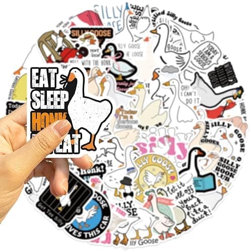 Funny Goose Stickers for Water Bottle, ZLWSD Cute Cartoon Goose Vinyl Decals for Kids Teens Adults, 50Pcs Animals Waterproof Labels Sticker for Graffiti Cups Guitar Luggage Scrapbook thumbnail 5