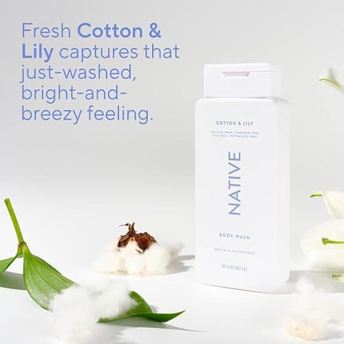 Native Clean Body Wash, Gentle & pH-balanced for Sensitive Skin, 24-Hr Freshness for Women & Men, Vegan & Cruelty-Free, Free of Sulfates, Parabens & Phthalates, Cotton & Lily, 18 fl oz thumbnail 5
