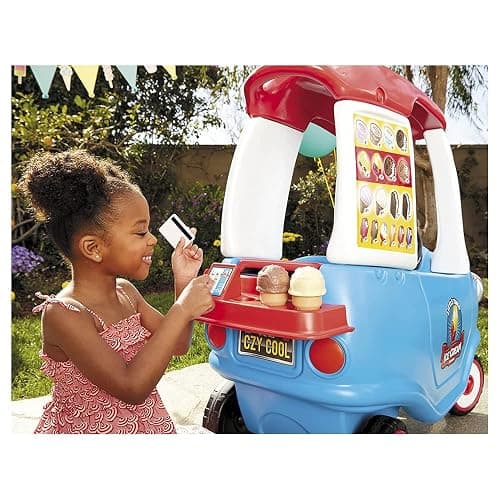 Little Tikes Cozy Ice Cream Truck, Coupe Ride On Car, Kid and Parent Powered, Truck Music, Including Accessories- Gift for Kids, Toy Girls Boys Ages 1.5 to 5 Years Old thumbnail 2