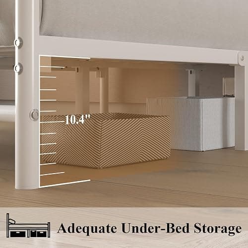 LOEWAY Full Size Bed Frame/Metal Platform Bed Frame with Butterfly Pattern Design Headboard and Footboard/Strong Metal Slats Support/No Box Spring Needed/Easy Assembly/Noise-Free/White thumbnail 5