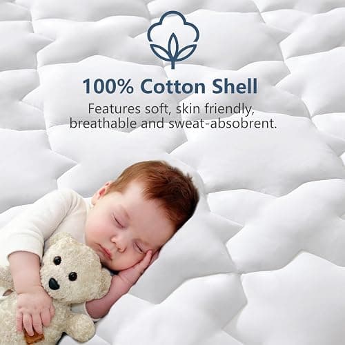 CozyLux Twin XL Mattress Pad, 450GSM Quilted Cooling Cotton Top, Extra Deep Pocket 8-21", Oeko-TEX Certified, Plush Soft & Breathable Bed Pad, Back to School College Dorm Essential (39"x80", White) thumbnail 5
