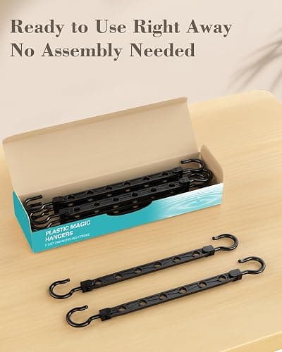 Space Saving Hangers for 48 Clothes, Reinforced Collapsible Hangers with 360° Swivel Hook, Hanger Hooks Space Saver for Closet Organizers and Storage, Dorm Room Essentials, Fully Assembled, Black thumbnail 3