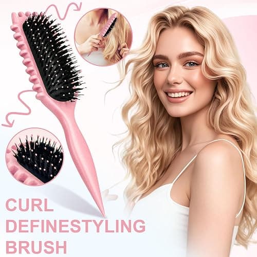Candy Brush,Curly Hair Brush,Curl Defining Brush,Shaping and Defining Curls for Women Hair Brush for Combing and Shaping,Reduce Pulling and Curl Separation For Defined Curls(pink) thumbnail 4