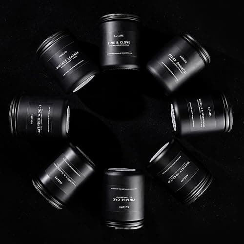 Scented Candles Set | Men Candle Set, Scented Candles for Home, Gifts for Men Aromatherapy Gift Set - 4 Pack Manly Gifts for Dad Fathers Day, Soy Candle of Leather/Smoke & Vanilla/Oak/Lavender thumbnail 10