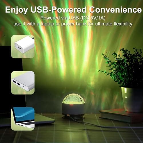 HUMIIEYE Northern Light Projector, Battery Operated Aurora Night Light, 16 Colors Galaxy Lamp Ocean Wave Ceiling Projector Mood Ambient Lighting for Bedroom Party Adults Kids Room Toddler Girl Gift thumbnail 4