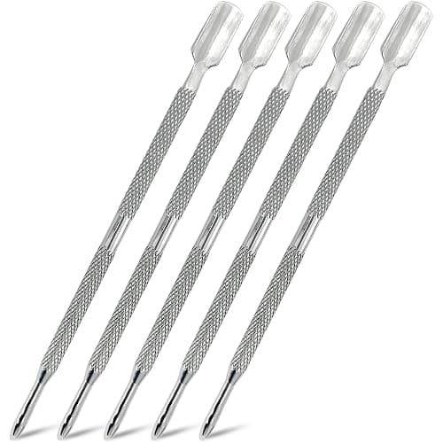 5-Piece Dual-Sided Cuticle Pusher Set - Professional Stainless Steel Manicure Pedicure Nail Care Tools - Image 1