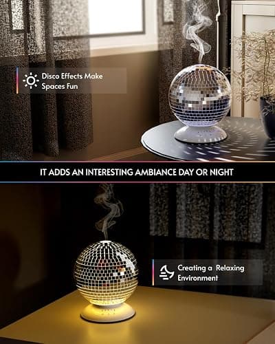 Payarma Mirror Essential Oil Diffuser Rotating, 14 Ligth Modes 4 Timer Setting Aromatherapy Diffuser, Cute Home Disco Decor Great Decoration and Accessories for Disco Party, Room, Office thumbnail 3