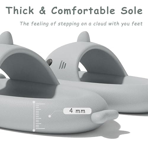 rosyclo Shark Slides for Women and Men, Cute Shark Slippers Adult Youth Cloudy Summer Soft Lightweight Anti-Slip Thick Sole Beach House Cloud Cushioned Shower Slide Sandals Indoor Outdoor thumbnail 3