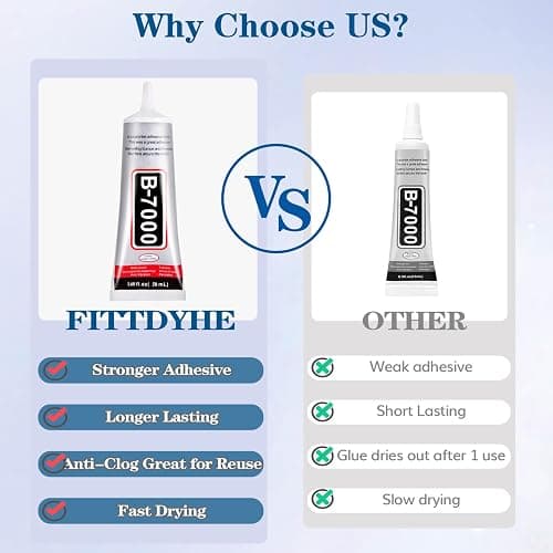 FITTDYHE B7000 Glue Clear with Precision Tip，50Ml B7000 Glue Clear for Rhinestones Glue for Crafts, Multipurpose Jewelry Glue for Fabric DIY Craft Makeup Shoes Jewelry Making Nail Art thumbnail 5