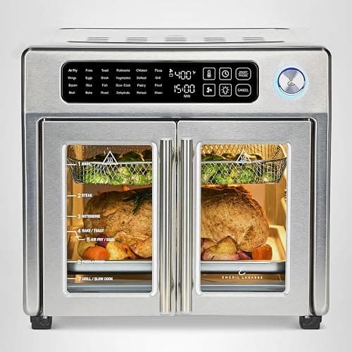 Emeril Lagasse Extra Large French Door Air Fryer Toaster Oven Combo, 24 Cooking Functions and Digital Controls, 7 Accessories Included, Stainless Steel Finish, 26QT Capacity thumbnail 9