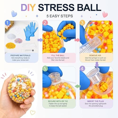 DIY Squishy Making Kit, Stress Ball Making Kit with 10 TPR Skins, 14 Fillers, 14 oz Slime & 7 oz Clay, Make Your Own Squishies, ASMR Sensory Craft Kit, Self-Care Gift for Adults thumbnail 3