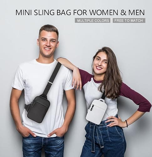higouta Mini Sling Bag for Men Women, Waterproof Utility Crossbody Backpack Chest Bag for Hiking Travel Sports Running - White thumbnail 6