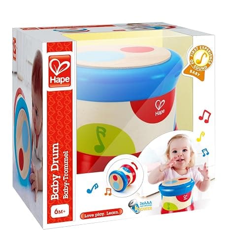 Hape Baby Drum | Colorful Rolling Drum Musical Instrument Toy for Toddlers, Rhythm & Sound Learning, Battery Powered (E0333) thumbnail 5