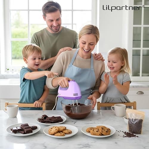 LILPARTNER Hand Mixer Electric, Ultra Power Kitchen Hand Mixer With 7-Speed & 5 Stainless Steel Accessories for Whipping Dough, Cream, Cake, Dishwasher Safe, Purple thumbnail 7