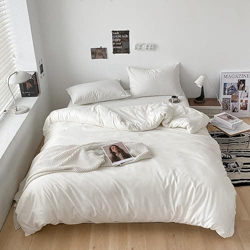 Cottonight White Comforter Sets Queen Pure White Bedding Comforter Queen Size Quilts Blanket Ultra Soft Breathabe Solid Bedding Set for Women Men Adults Teens thumbnail 2
