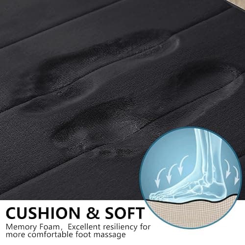 BYSURE Bathroom Rugs Sets 2 Piece, Memory Foam Non Slip Extra Soft Absorbent Machine Washable Toilet Bath Mats (Black, 17x24+20x32) thumbnail 5