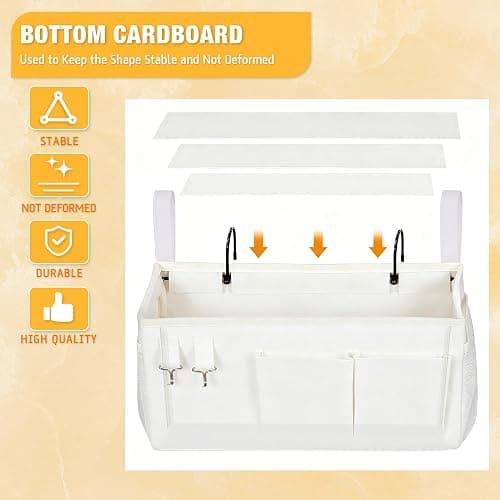 Lilithye Bedside Caddy, Bedside Storage Bag Hanging Organizer for Bunk Bed | Bed Caddy with Fixed Straps and Water Bottle Holder for Home, College Dorm, Bunk Bed, Hospital Bed and Crib Bed Rails thumbnail 6