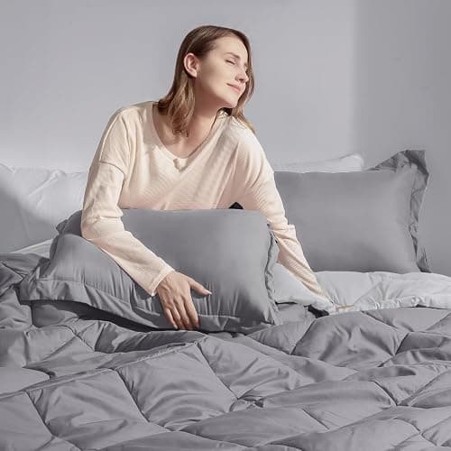 Beyond Queen Comforter Set - Grey/Charcoal Reversible Queen Set for All Seasons - 1 Comforter & 2 Pillow Shams thumbnail 7