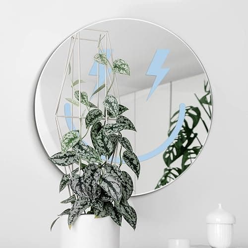 Weysat Preppy Room Decorations Round Smile Face Acrylic Mirror Wall Art Aesthetic Bedroom Decorations Room Funky Mirror 12 Inch(Light Blue) - Light Blue thumbnail 4