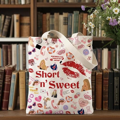 LONGXIN Sabrina Merch, Tote Bag for Women Singer Fans Music Lovers, Singer Merchandise, Reusable Canvas Cute Shoulder Bag for Shopping, Grocery, Work, Book thumbnail 6