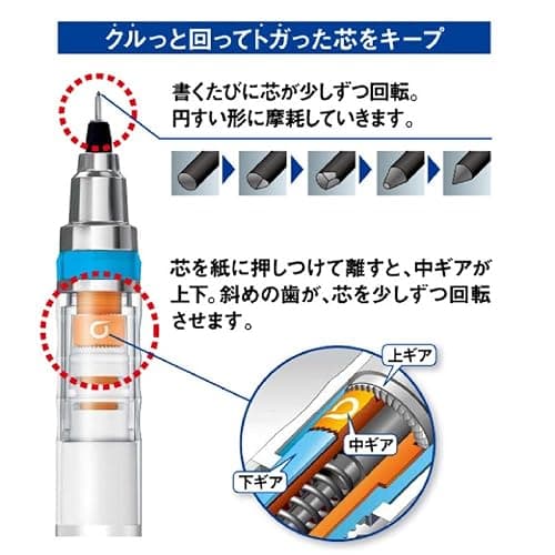 uni Kurutoga Mechanical Pencil Standard, 0.5mm, Baby Pink (M54501P.68) thumbnail 4