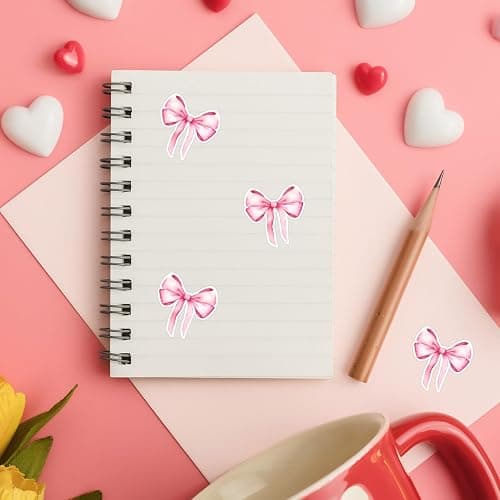 500Pcs Bow Pink Sticker,Watercolor Decor Vintage Waterproof Bow Aesthetic for Girls Scrapbook Crafts Laptop Party Favors Windows Water Bottle Decoration thumbnail 7
