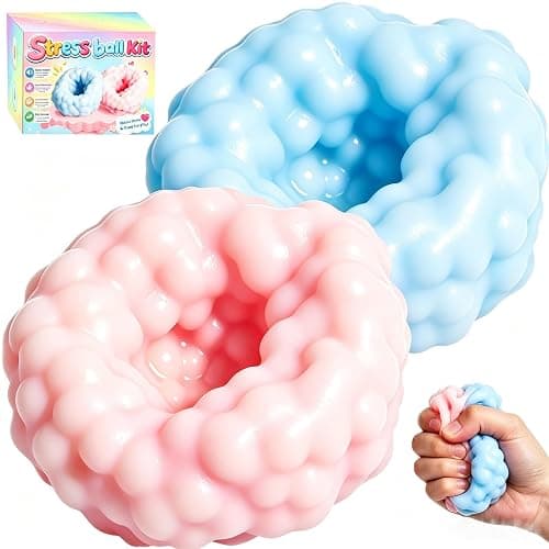 2 Pack Crunchy Noisy Squishy ASMR Stress Balls, Slush Textured Sensory Toys Set, Stress Relief Toys for Kids Adults, Squeezee Sensory Toys, Birthday Xmas Gifts for Girls & Boys - Image 1