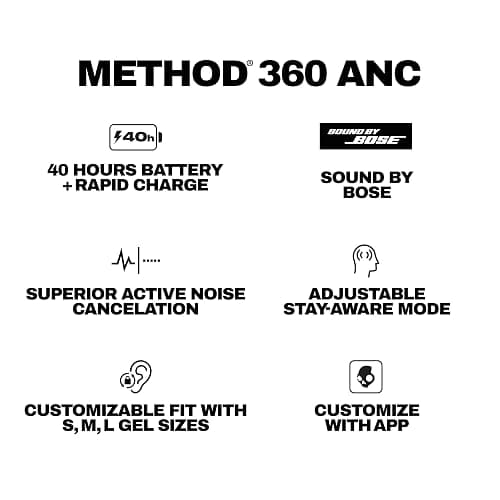 Skullcandy Method 360 ANC Wireless Earbuds with Sound by Bose - Leopard | In-Ear Fit, Premium Active Noise Cancellation, 40 Hours Battery, Sweat and Water Resistant, Microphone for iPhone Android thumbnail 12