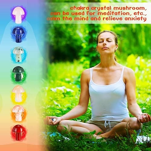 Nuanchu 20 Pcs Crystal Mushroom Decor Hand Making Mini Sculpture Mushroom Worry Stone Figurines Bulk Gemstone Polished Trinkets for Party Favors Stuff Witchcraft DIY Meditation Garden(Vivid Colors) thumbnail 6