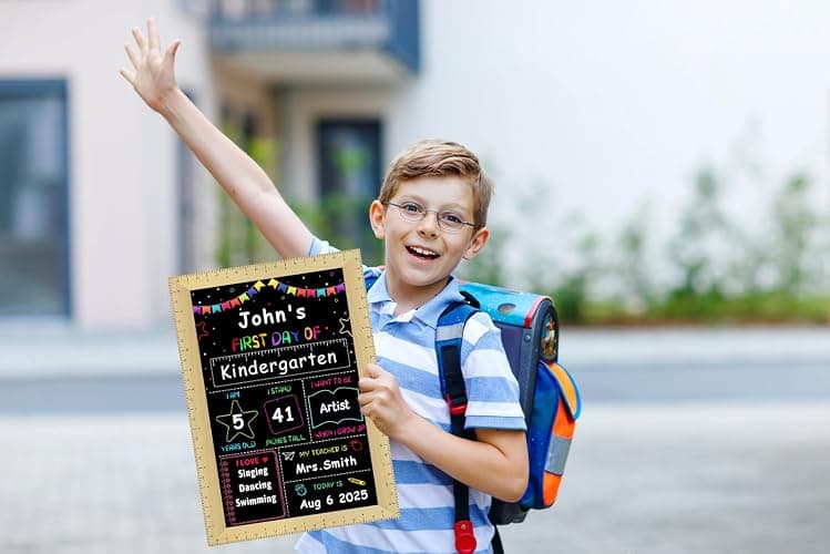 JUESMOS First & Last Day of School Sign with Ruler Frame | 9.8"x13.8" Back to School Board Sign for Kids Girls Boys Reusable 1st Day of School Chalkboard Sign for Kindergarten thumbnail 7