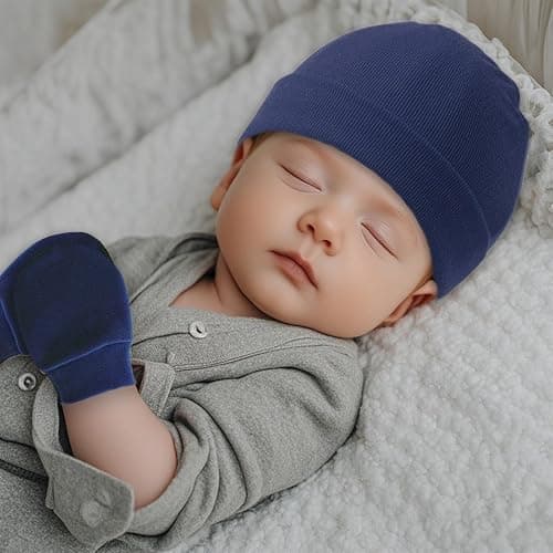 Fecawd Baby Hats and Mittens Newborn Hats Gloves Infant Beanie Soft Cap Mitten Sets for 0-6 Months Boys Girls thumbnail 4