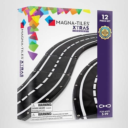 MAGNA-TILES XTRAS: Roads 12 Piece Magnetic Construction Set, The ORIGINAL Magnetic Building Brand thumbnail 8
