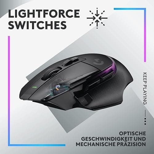 Logitech G502 X PLUS LIGHTSPEED Kabellose RGB-Gaming-Maus - Optische Maus mit LIGHTFORCE Hybridschaltern, LIGHTSYNC RGB, HERO 25K Gaming-Sensor, Kompatibel mit PC - macOS/Windows - Schwarz thumbnail 2