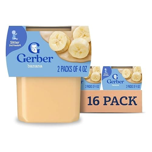 Gerber 2nd Food Baby Food Banana Puree, Natural & Non-GMO, 4 Ounce Tubs, 8 Ounce (Pack of 8) - Image 1